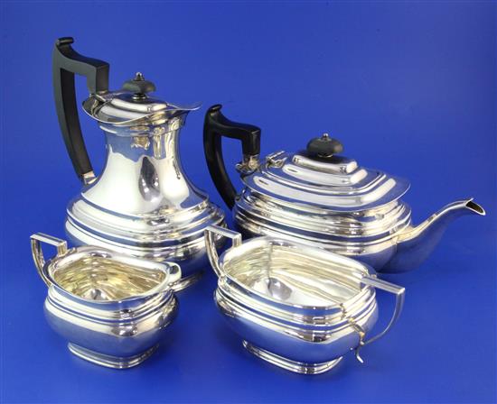 A George V four piece silver tea service, by Goldsmiths & Silversmiths Co Ltd gross 57.5 oz.